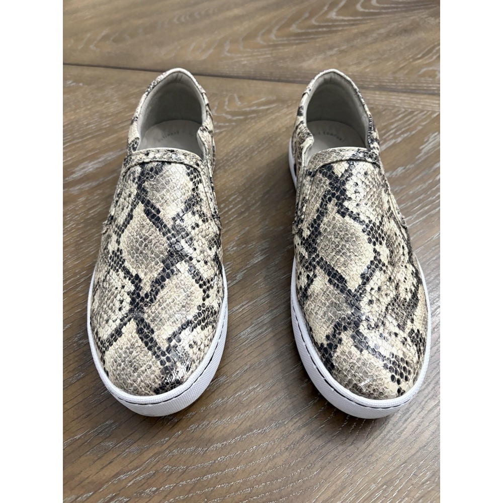 Clarks Women Snakeskin Print Slip‎ On Sneakers Cushion Soft Grey White 8.5 M